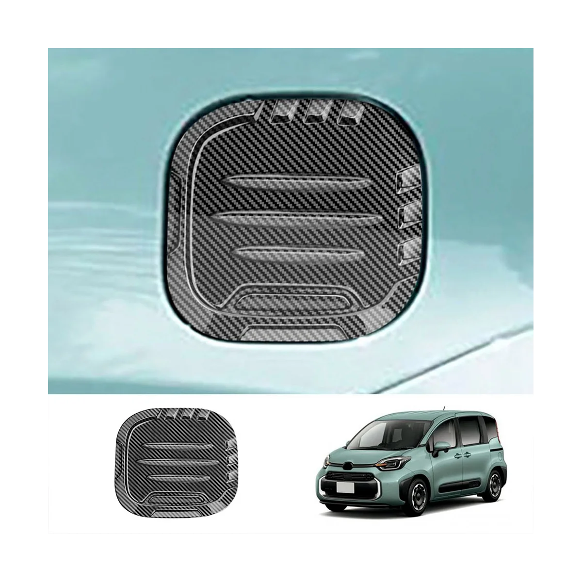 Car Fuel Tank Cap Cover Trim Oil Fuel Cap Protective for Toyota SIENTA 10 Series 2022 2023 Carbon Fiber Pattern