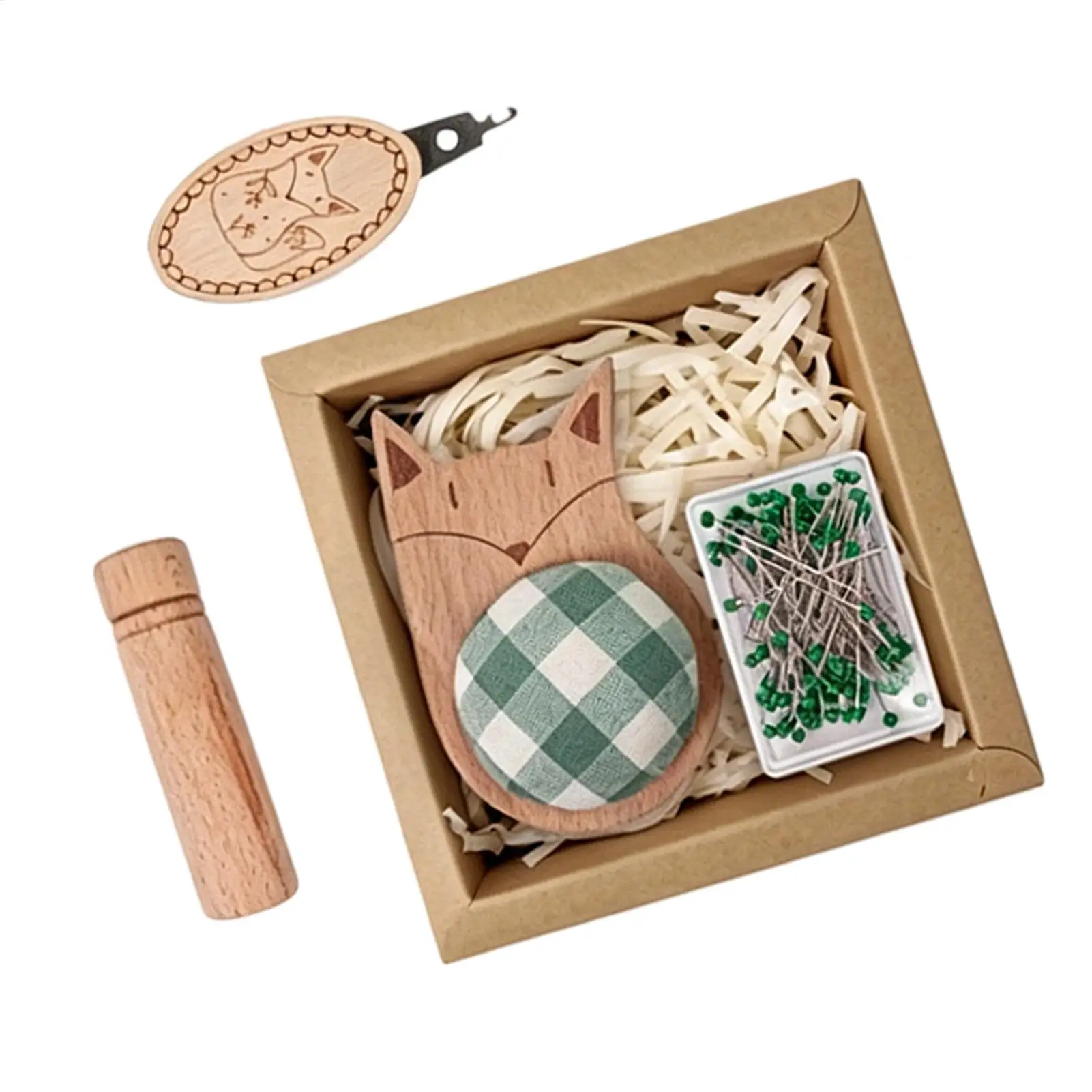 Wooden base needle holder DIY Cute Pin Cushion durable Sewing pad securing needles tool for Beginners Craft Quilters home sewing