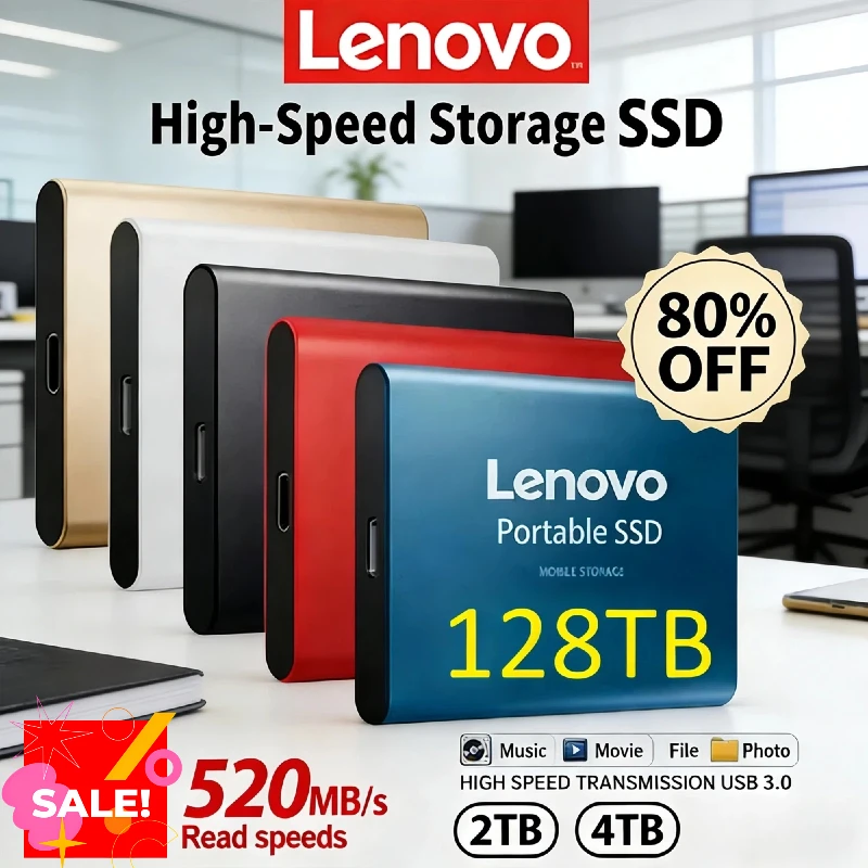 

Оригинальный портативный SSD-накопитель Lenovo 2 ТБ, 4 ТБ, 64 ТБ, внешний твердотельный накопитель USB 3.1, высокоскоростное хранилище данных 2,5 дюйма для ноутбуков, ПК, телефонов, PS4