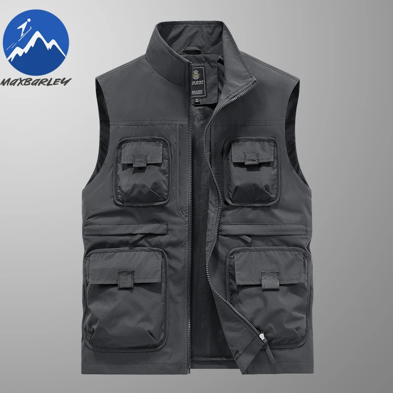 

Maxbarley 2026 New Outdoor Multi Functional Workwear Vest Zipper Multi Pocket Jacket for Spring Autumn Fishing and Camping