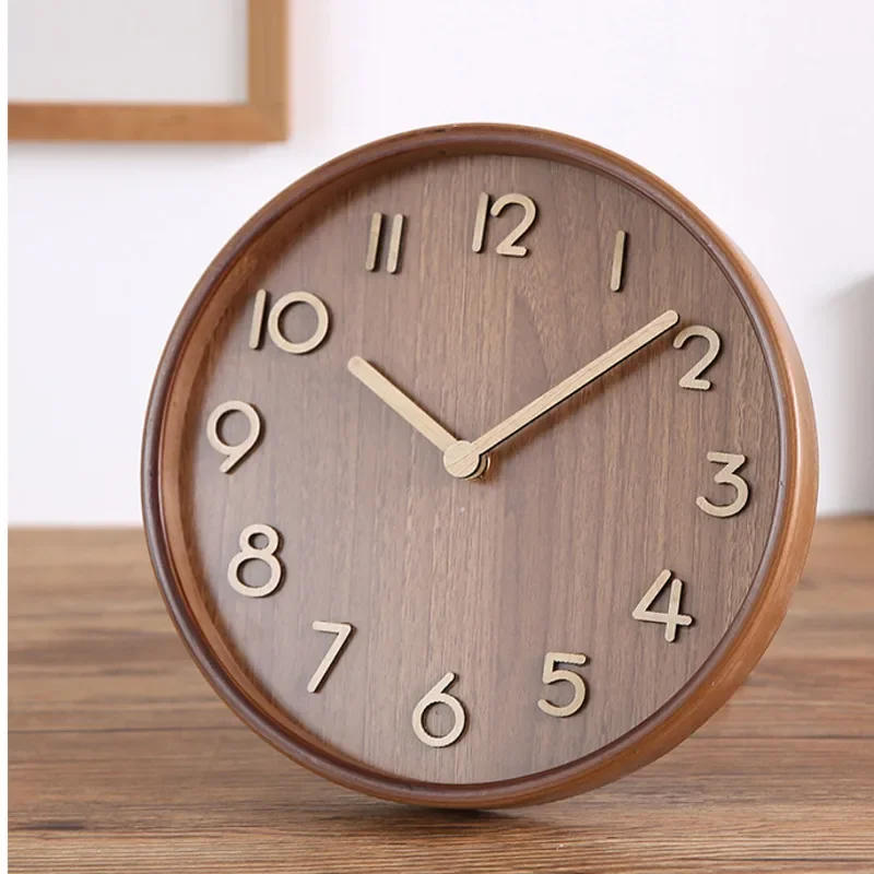Nordic Pendulum Desk Clock Solid Wood Timepiece Silent Living Room Clock Minimalist Table Clock for Home and Office Decor
