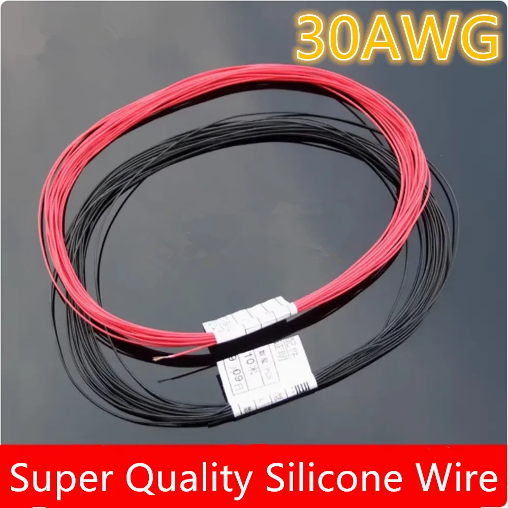 1/3/5Meters 0.8A Red+Black 30AWG Heat-resistant Cable Soft Silicone Cover Wire Line Tin Plated Copper Core DIY Model Airplane