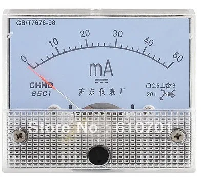 0-50MA Analog Class 2.5 Accuracy Plastic Current Measuring DC Milliampere Ammeter Panel Meter Gauge Electrical Power Instruments