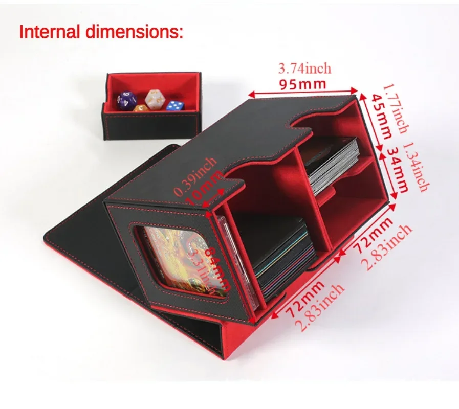 حافظة على سطح البطاقات لتجارة البطاقات ، واقيات البطاقات السحرية ، إغلاق مغناطيسي ، صندوق تخزين ، مناسب لبطاقات YuGiOh MTG الرياضية ، بالإضافة إلى الجلد