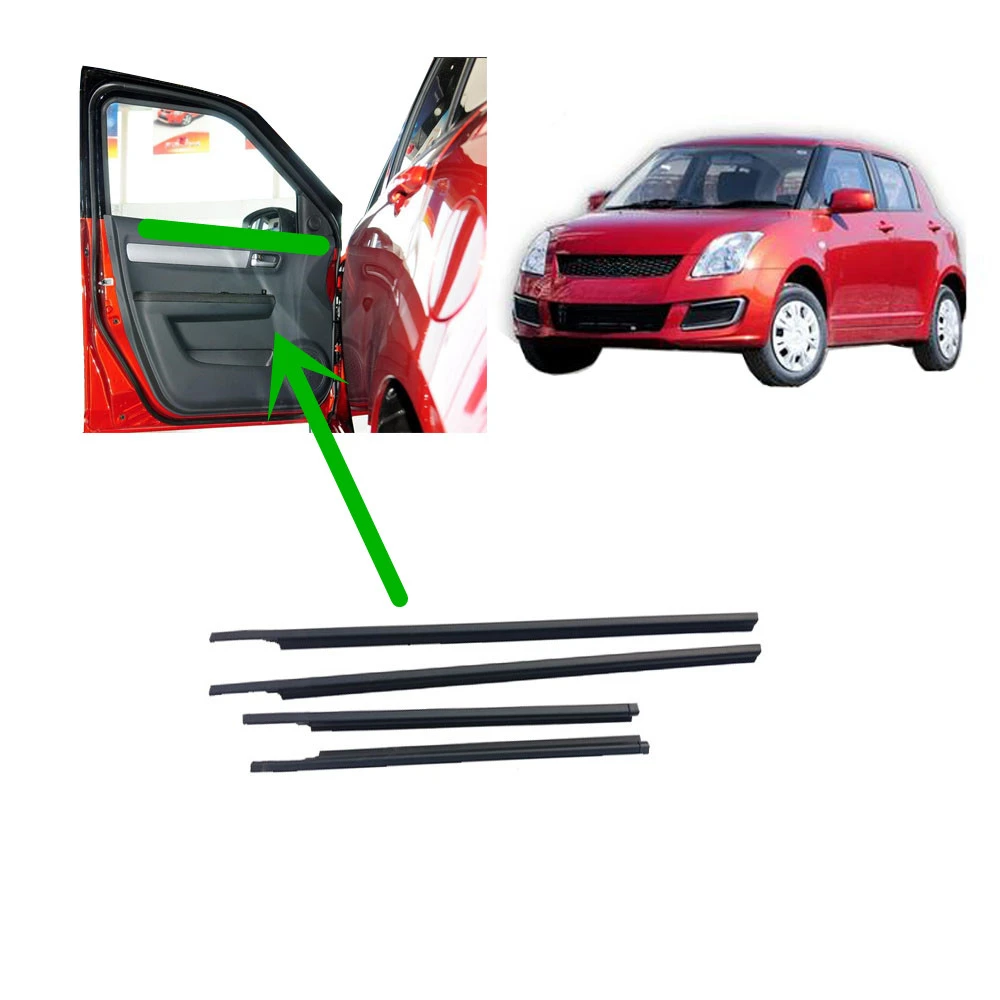 4 Pieces Inner Window Glass Rubber for Suzuki Swift 2006-2011 83851-77J00 Weather Strip Glass Protector Decoration Weather Strip