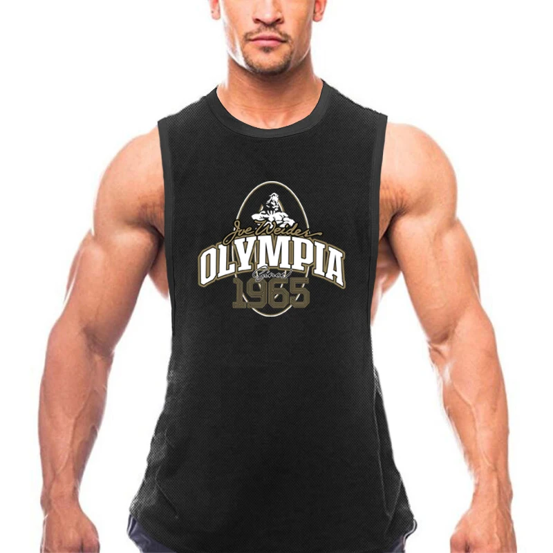 Summer Mesh Gym Tank Top Men Loose Quick Dry Fitness Sleeveless shirt Bodybuilding Workout Clothing O-Neck Sports Singlets