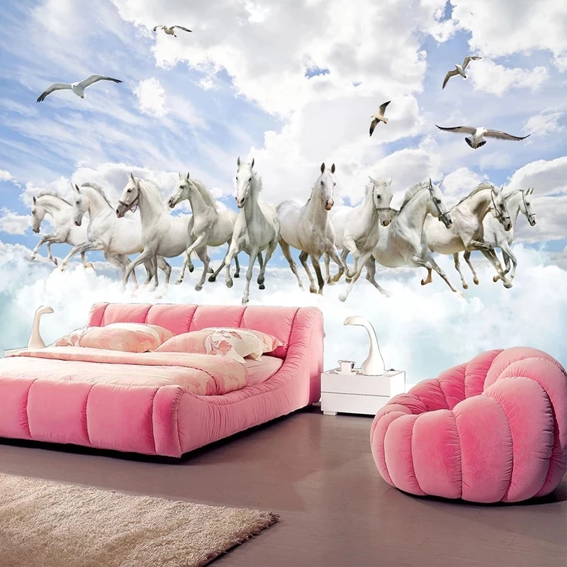 Custom 3D Wallpaper White Horse Art Landscape Study Mural Living room sofa TV background wall bedroom restaurant study Hotel 8d