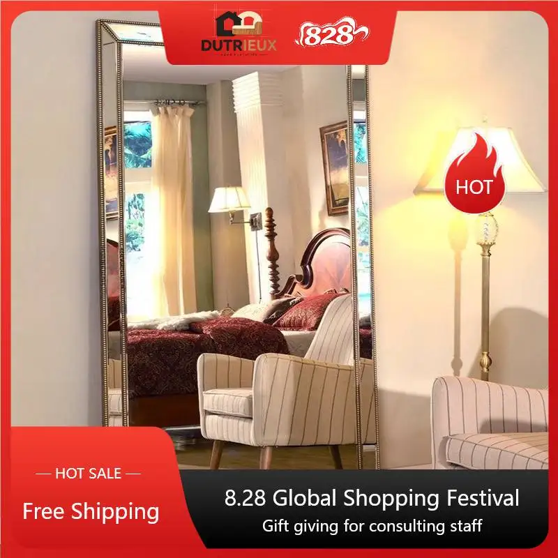 Silver Luxury Mirrors Full Body Living Room Square Designer Mirrors Full Body Large Floor Vloerspiegels Furniture For Home