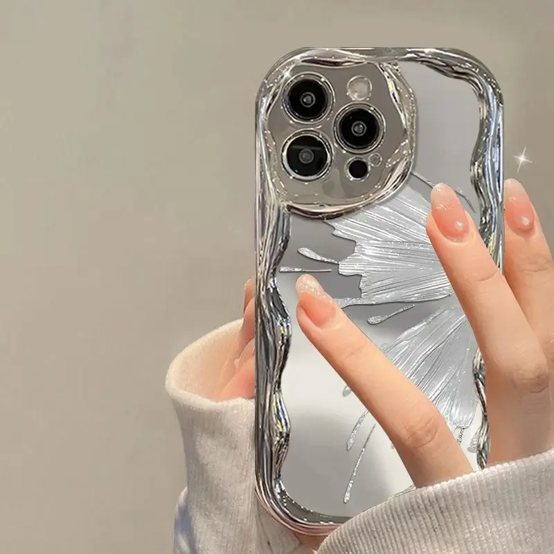 Silver Butterfly Phone Case For Samsung Galaxy A57 A37 A56 A55 A35 A25 A15 A54 A24 A33 A34 A73 5G A32 A51 A52 A53 A71 A72 soft