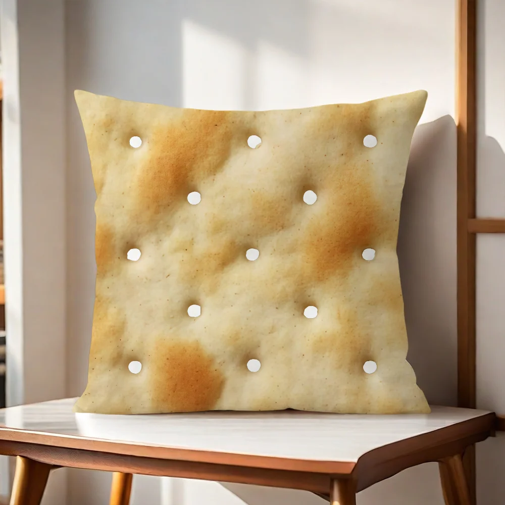 Double Sided Toast Saltine Cracker Cushion Cover Pillow Cover Home Sofa Living Room Office Coffee Shop Car PillowCover