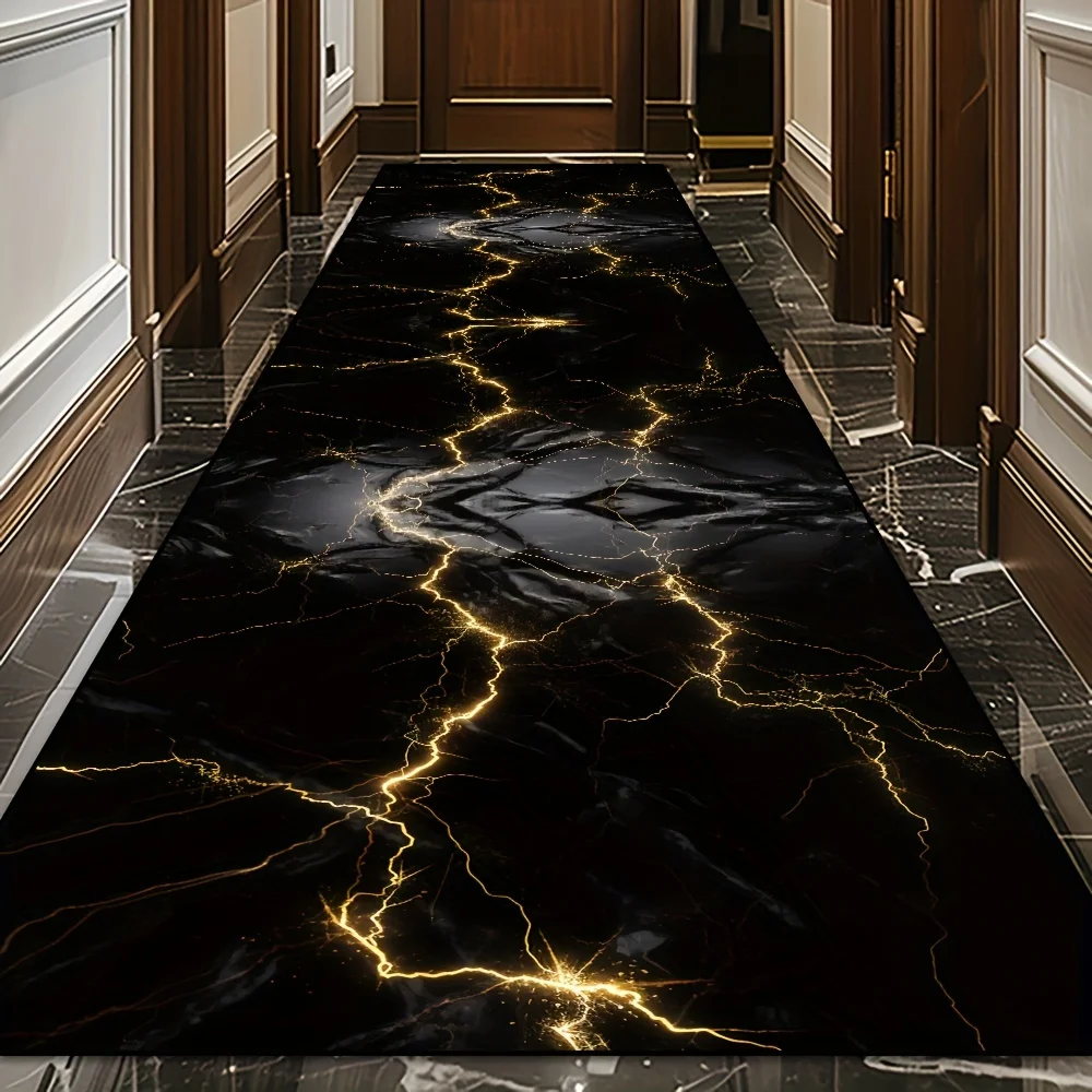 

Ковер VIKAMA Light Luxury Black Gold Flow Gold с мраморным узором, современный, простой, для гостиной, коридора, прихожей, напольный коврик, придверный коврик