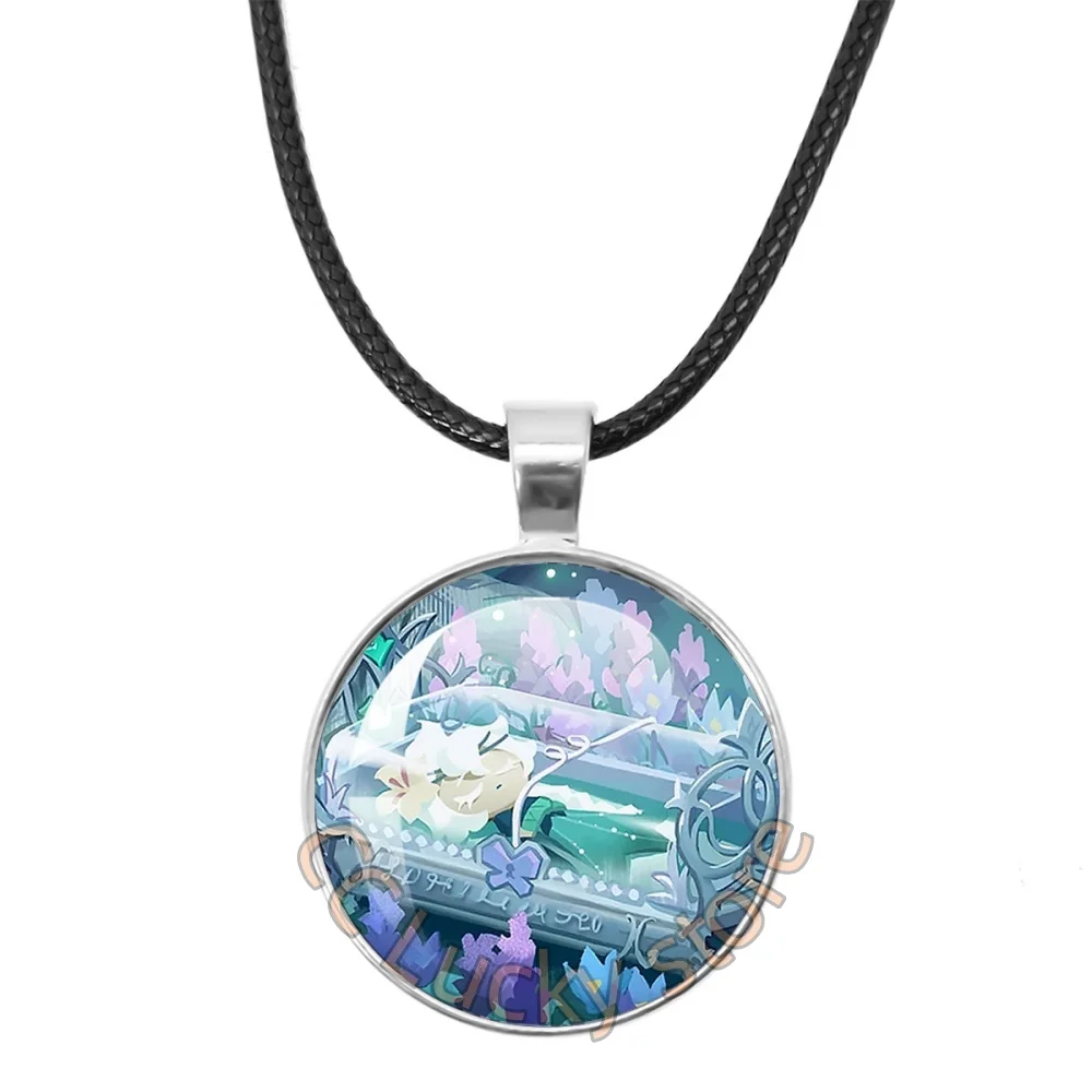 Cookie Run Kingdom Logo Ancient  Cookie Shadow Milk Pure Vanilla Cookie 25mm Silver-plated Leather Necklace Accessory Gift
