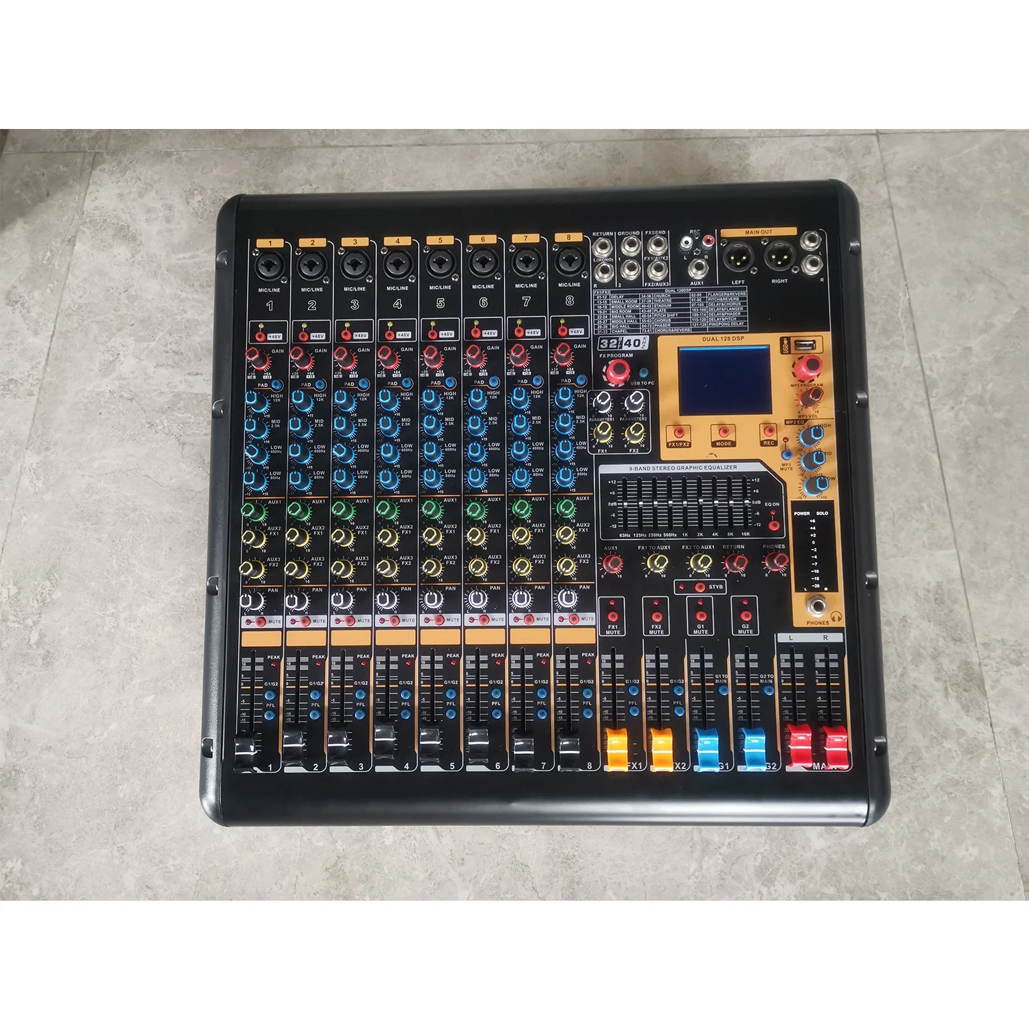 

DMR Series New Professional Mixer with Power Amplifier Dual 128 Effects KTV Multi-channel BT Mixer