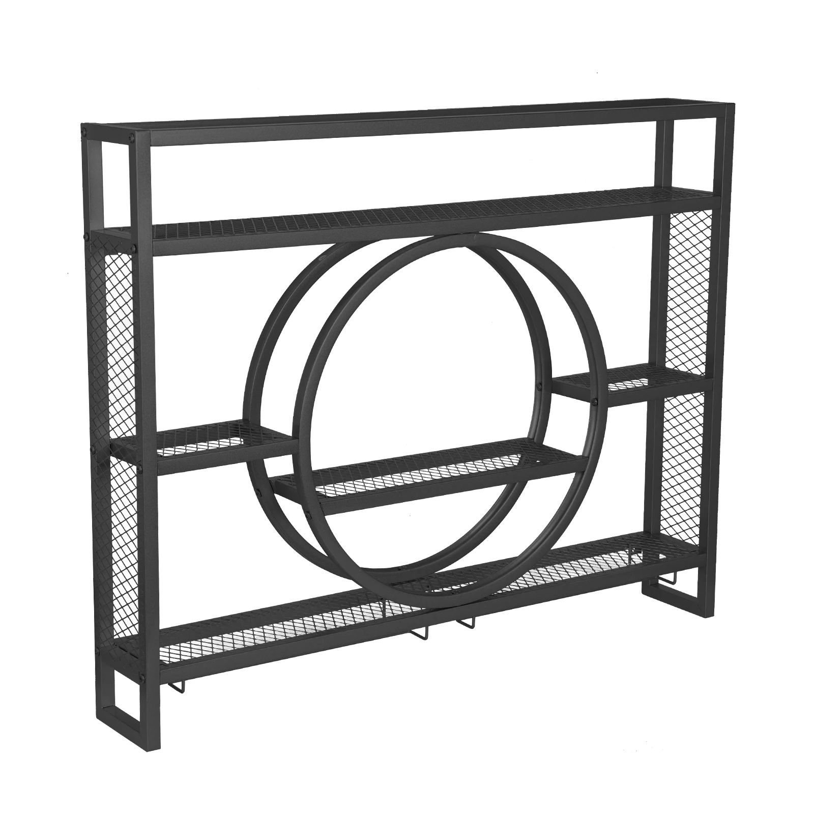 

Металлическая настенная винная полка на 3 уровня с LED-подсветкой и держателем для бокалов для домашнего бара или столовой