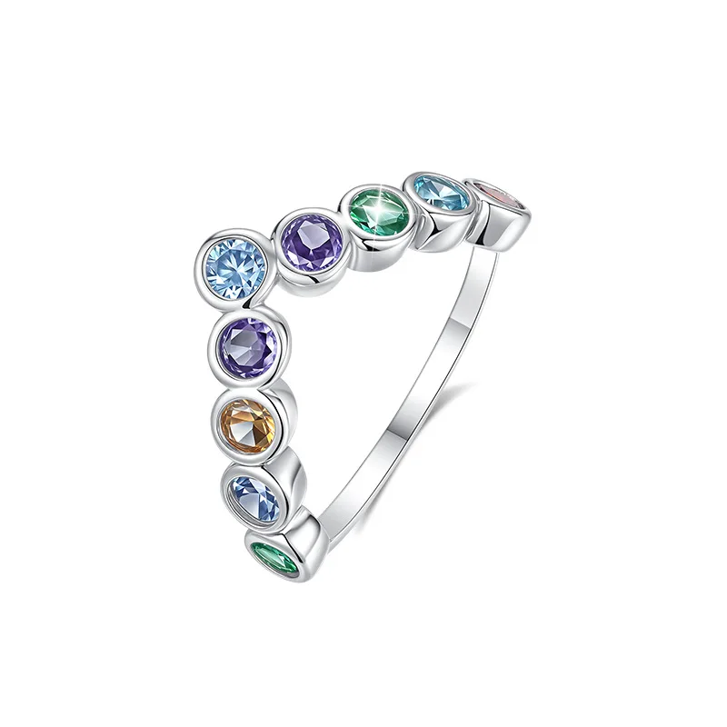 

Light luxury and fashionable color zirconia ring for women S925 pure silver jewelry set with zirconia simple and versatile ring