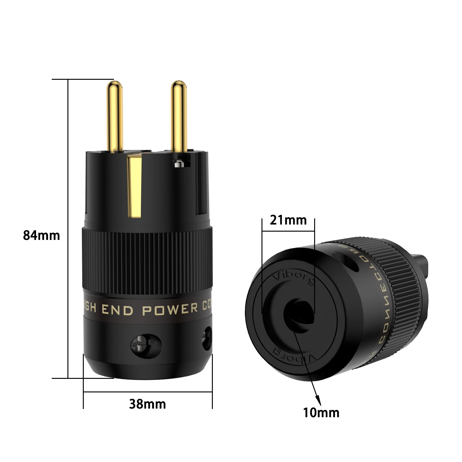 Enchufe europeo Schuko Hifi para bricolaje, conector de Cable HIFI macho IEC hembra, chapado en oro de 24K, chapado en plata de rodio C13 C15, 1 par