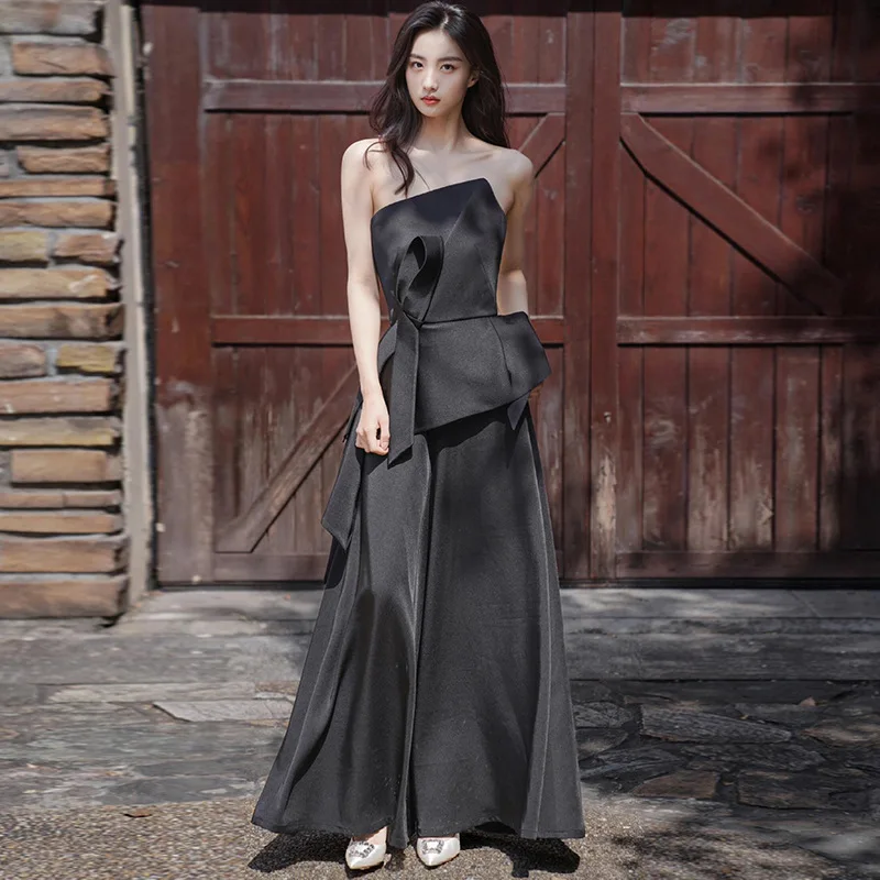 

Customized Fashion Bow Evening Dress Sexy A-line Strapless Long Party Dresses Cocktail Dresses Elegant High Quality Prom Dresses
