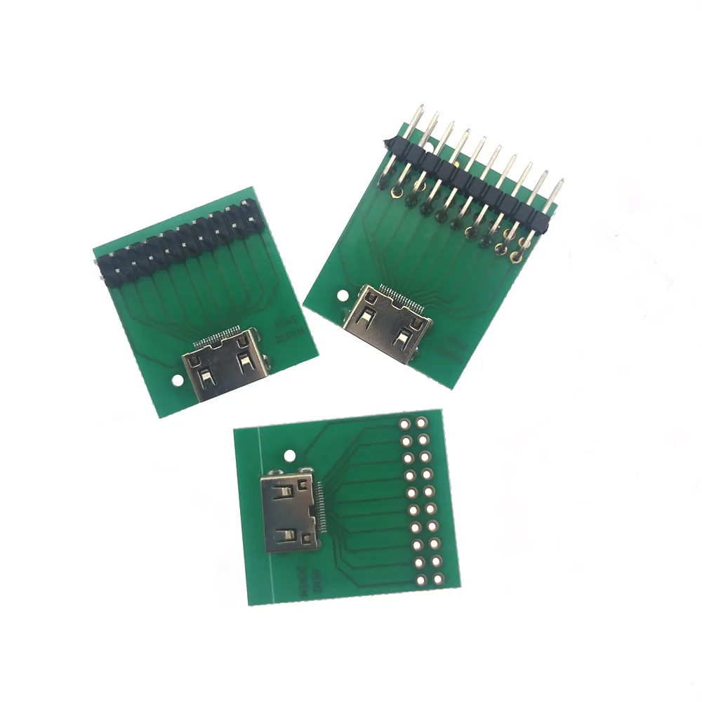 Tomada fêmea Test Board Adapter, Mini-HDMI, 20Pin, Tipo-C com conexão de espaçamento PCB, Interface adaptador, acessório DIY, 1PC