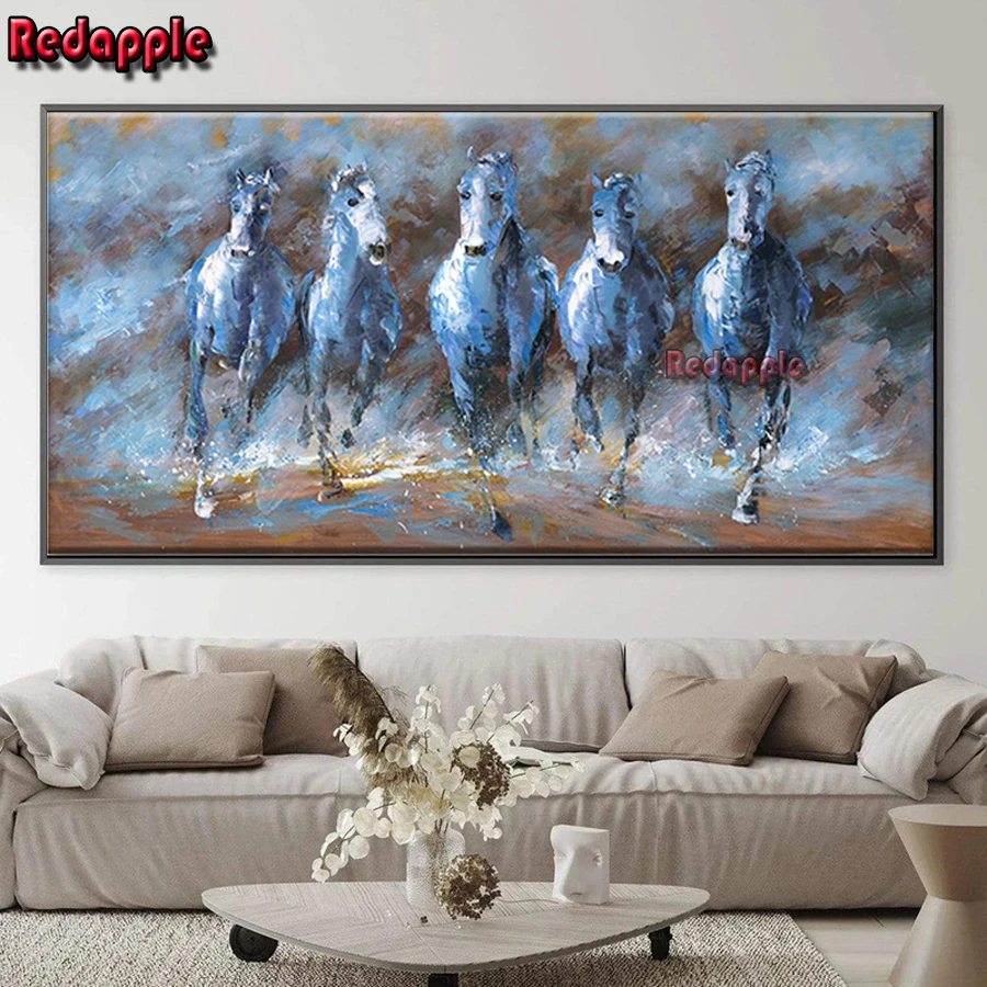 

Diamond Embroidery Full Display five running Horses 5d Diamond Painting abstract Animal Full Square Picture Rhinestone Mosaic