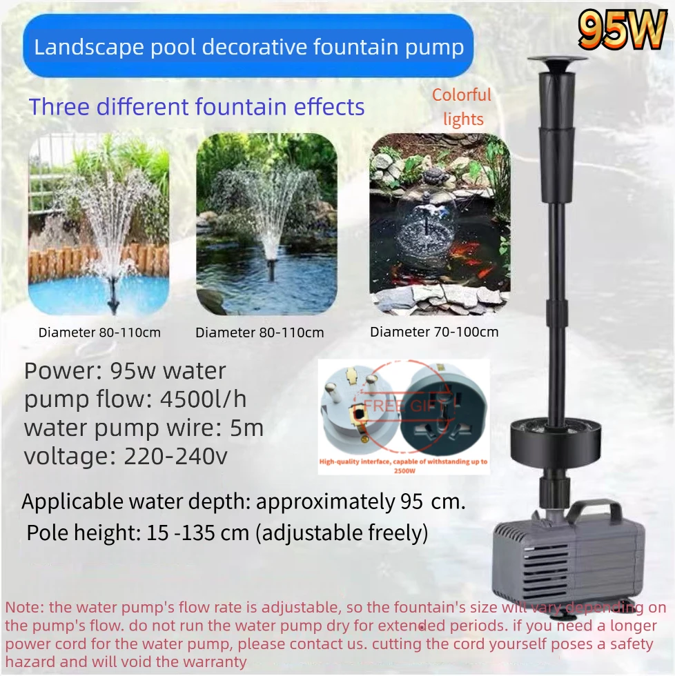 Fountain pump, water pump, landscape circulation filter pump, fish pond aeration tank, pond mushroom fountaingushing spring220V - view 2