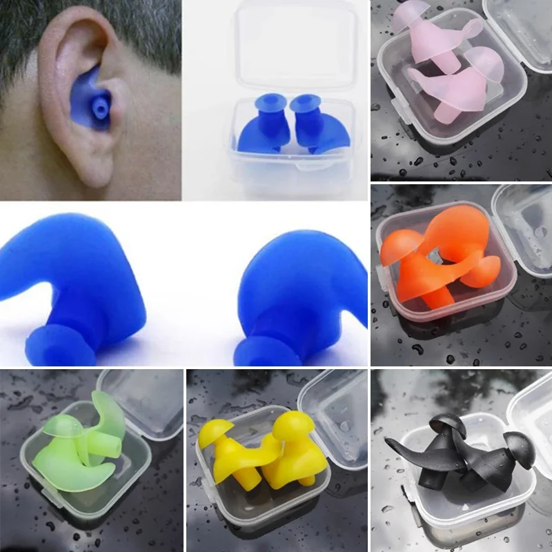 With Box Swim Anti-Noise Parts 1 Pair Ear Plugs Water Sports Swimming Diving Adult Waterproof Ear Protector Portable Earplug