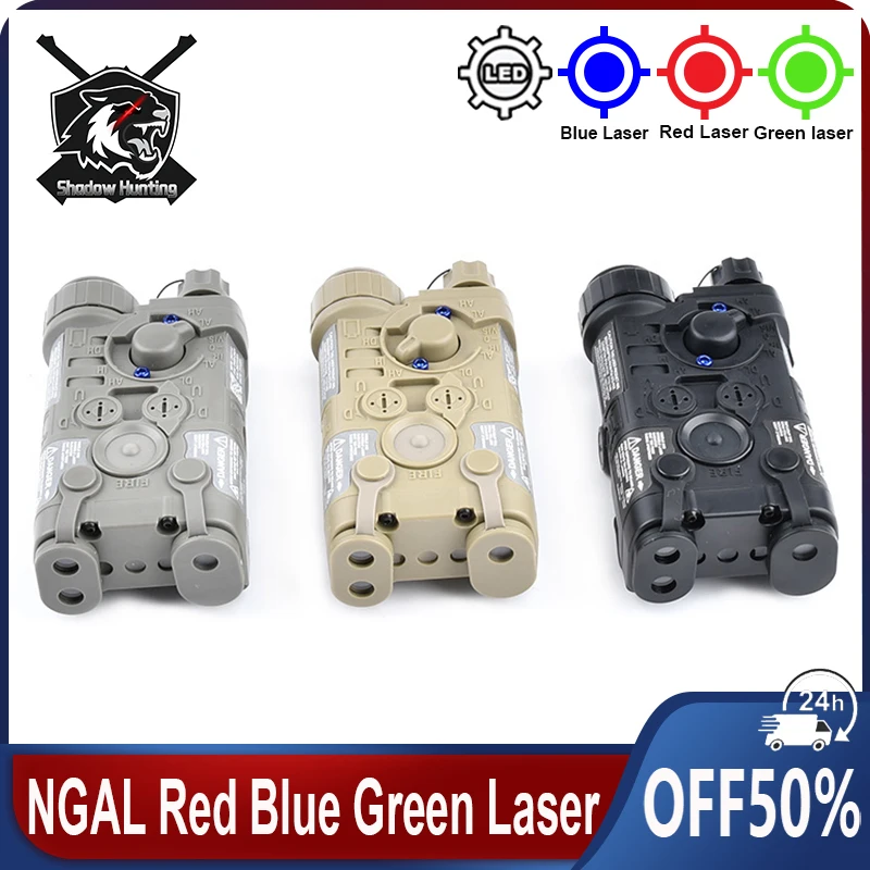 

WADSN Tactical NGAL Red Blue Green Laser Sight Pointer Strobe White LED Light No IR Airsoft PEQ15 DBALA2 MAWL Hunting Flashlight