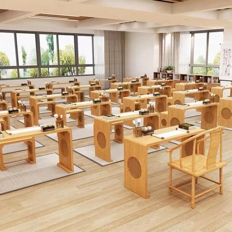 Calligraphy table Solid wood household antique Chinese classical Go table and chair training course