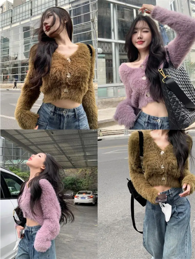 البلوزات لاعبا البلوفرات امرأة بوس سترة في سماكة الكورية نمط الشارع الحضرية Y2K Harajuku ثقافة الموضة العصرية الشرير BF