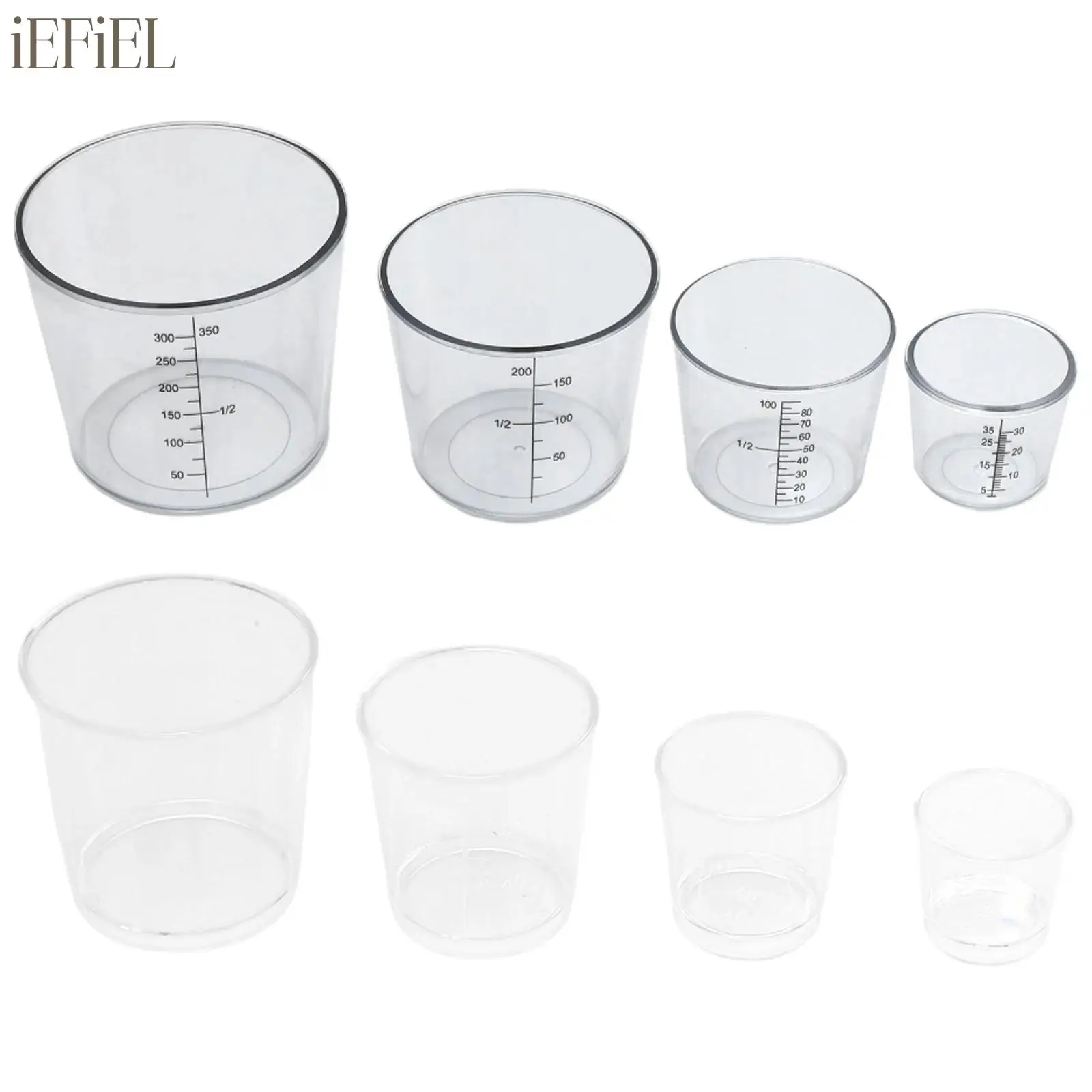 

4Pcs Measuring Graduated Scale Cups with Cover Gadgets PC Measuring Jugs for Fishing Bait Laboratory Beaker Kitchen Baking Tools