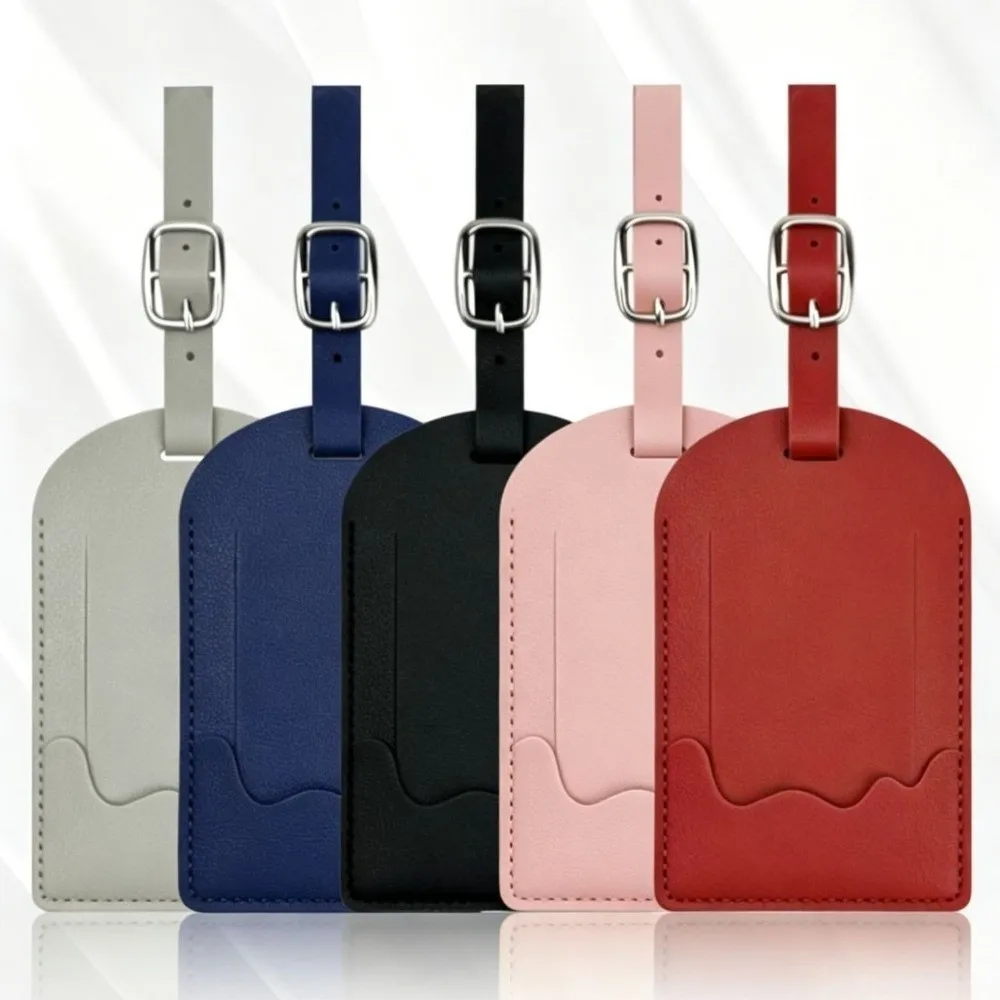 Fashion PU Leather Luggage Labels with Signature Paper Portable Luggage Tag Travel Universal Boarding Tags for Men Women