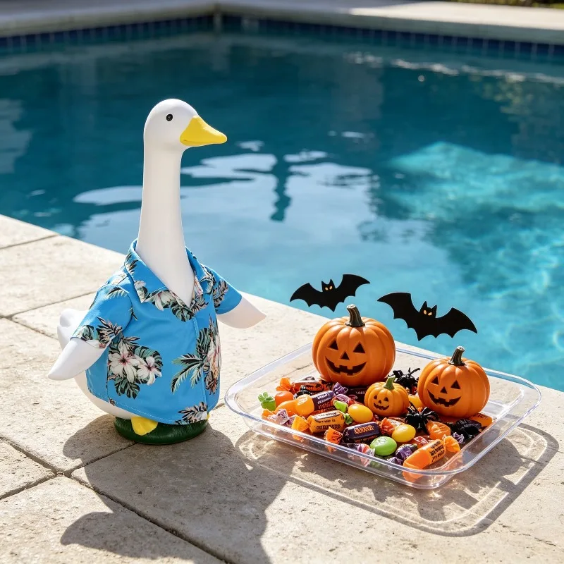 Porch Goose Hawaii Shirt & Bikini Couple Swim Outfit Summer Beach Costume, Goose Not Included