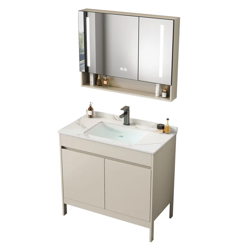Floor-to-ceiling space aluminum bathroom cabinet washbasin ceramic integrated hand washbasin