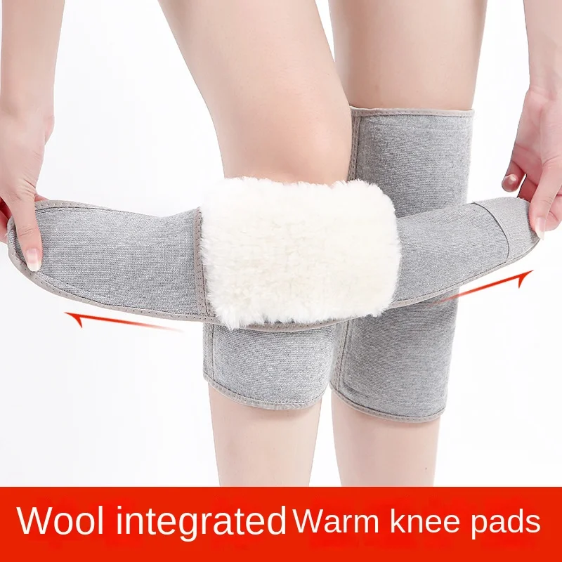 Hook and Loop Wool Knee Pads To Keep Warm Old Cold Legs in Autumn and Winter Cashmere Fur Integrated Knee Pads for Cycling