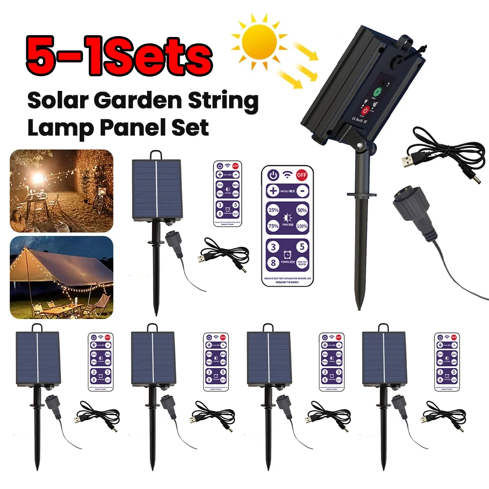 1-5pc Kit scatola batteria solare Confezione di luce di pannello al litio alimentata con telecomando trapano scavatore 12000mAh per lampada a striscia a stringa a LED