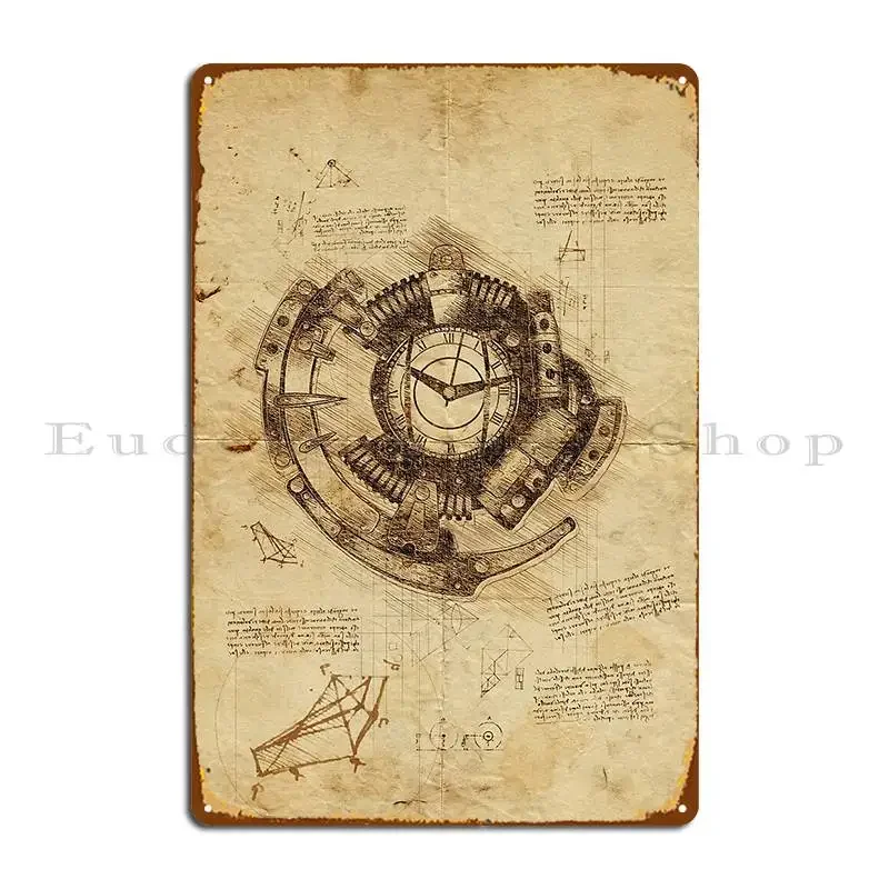 Steampunk Clock Metal Sign Funny Wall Cave Living Room Garage Character Tin Sign Poster