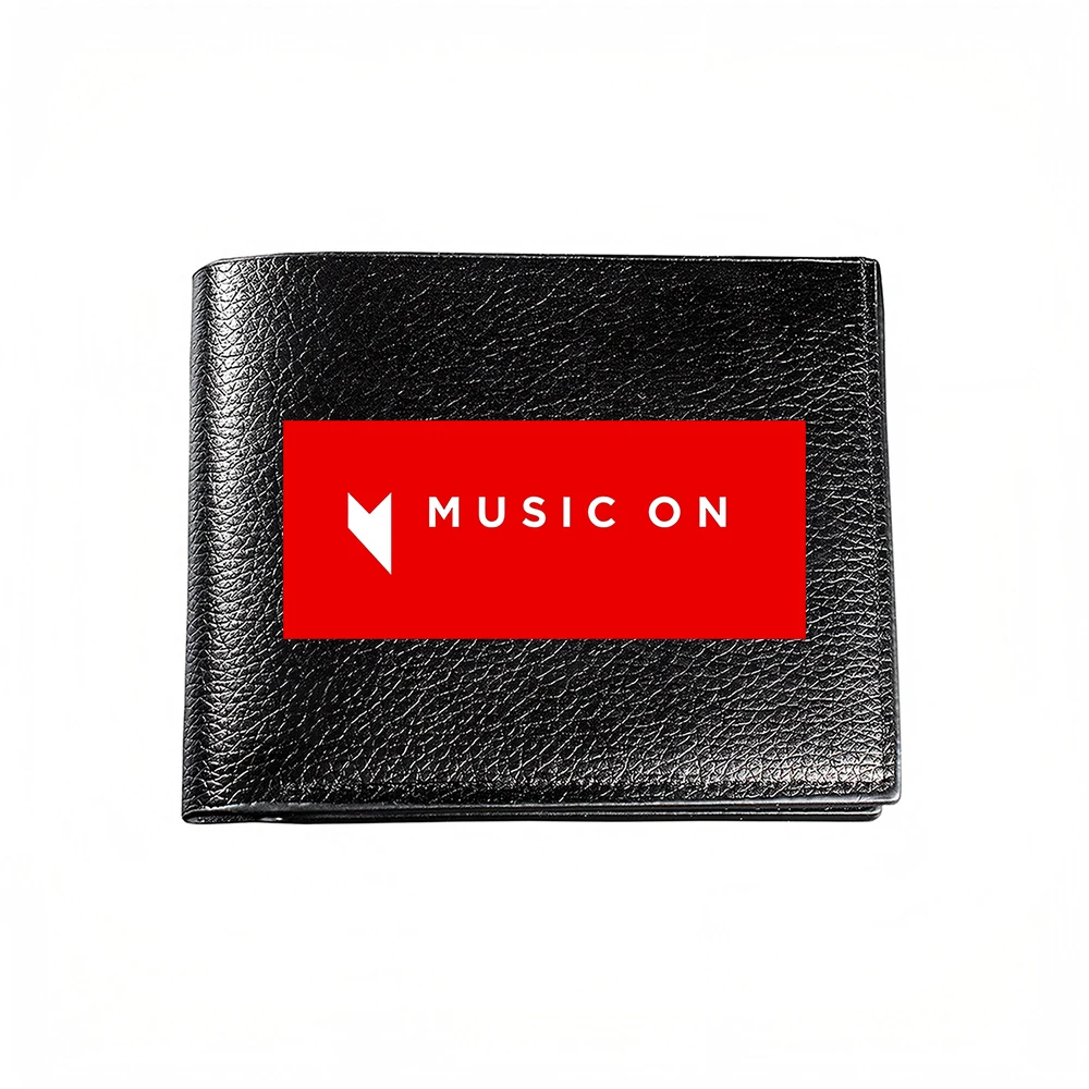 Music On Logo Design Men's Wallet Card Holder Casual Business Fashion Style Modern Print Pattern Elegant Everyday Accessory