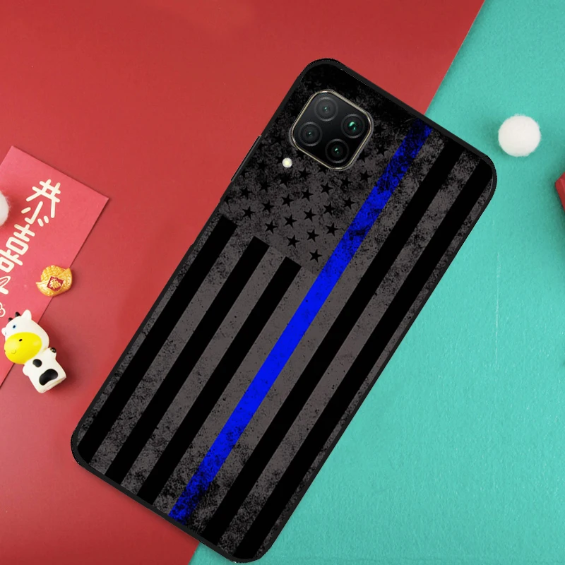  Police Styled Thin Blue Line Flag Case For Huawei P20 P30 P40 Lite Nova 11 Pro 9 10 SE 3i 7i 11i 5T Y60 Y61 Y90 Y91 Y70 Cover