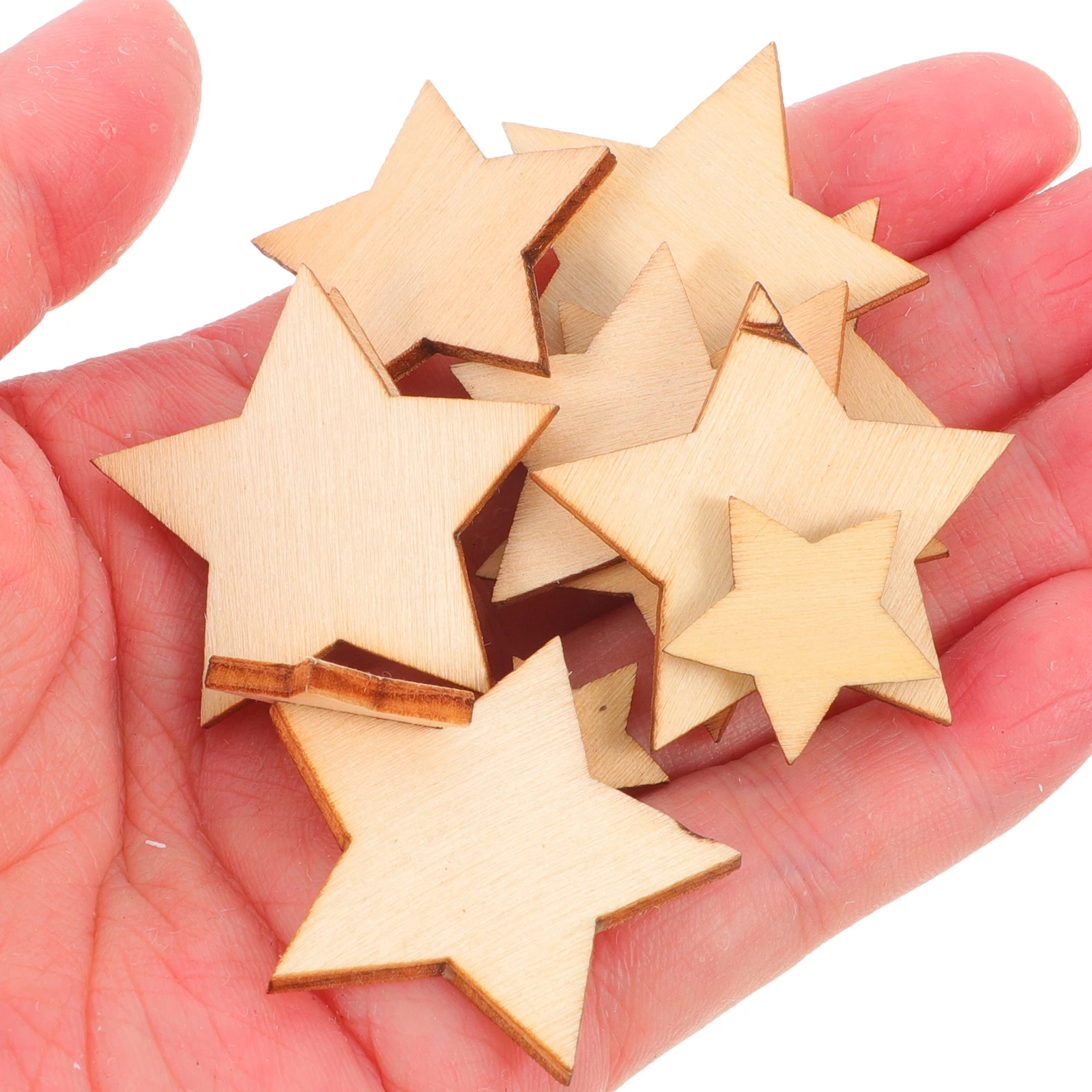 

200pcs Star Star Craft Wood Wood Chips Natural Unfinished Wooden Ornaments Craft Shapes DIY Sewing Accessories