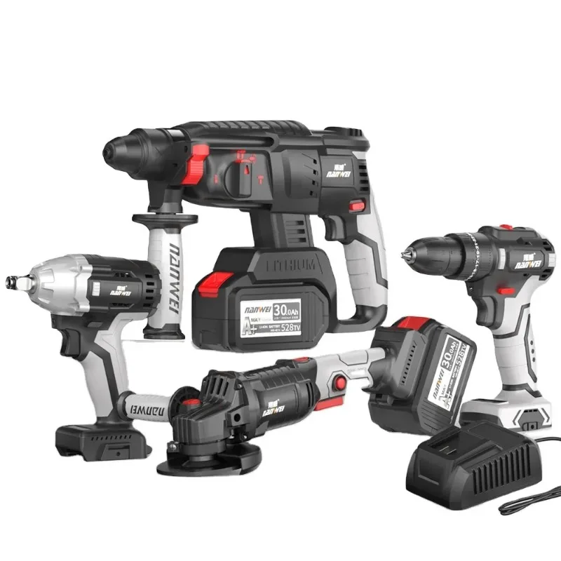 2025Nanwei Power Tools Lithium Battery Cordless Power Tools Electric Drill Angle Grinder Electric Hammer Wrench Electric Saw