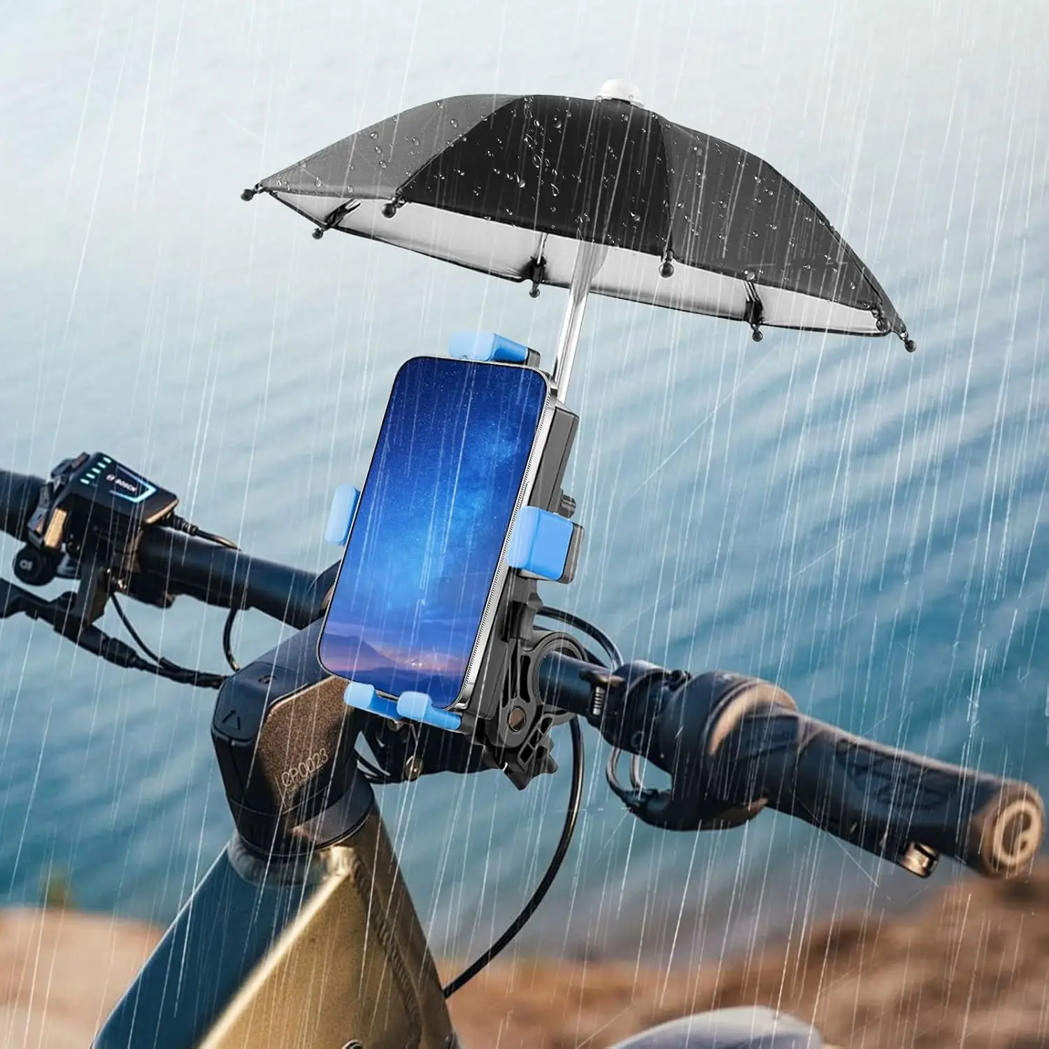 

Umbrella Rainproof Sunshade Bicycle Motorcycle Mobile Phone Holder Stand & Outdoor Scooter Phone Clip Handlebar Mount For iPhone