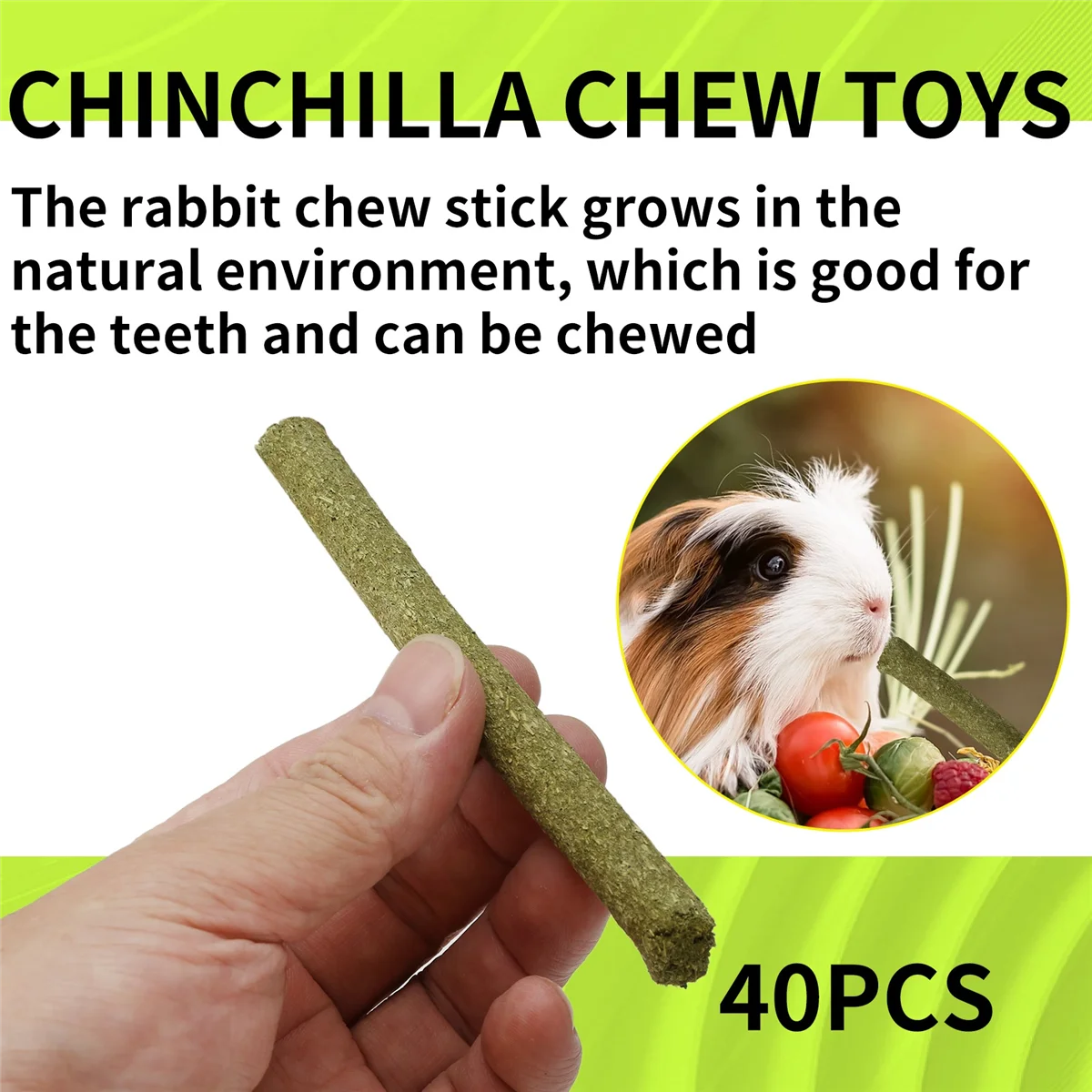 SLQZT 40 PCS 기니피그 Gerbil 앵무새 토끼 및 기타 작은 동물을위한 자연 혼합 잔디 스틱 씹는 장난감
