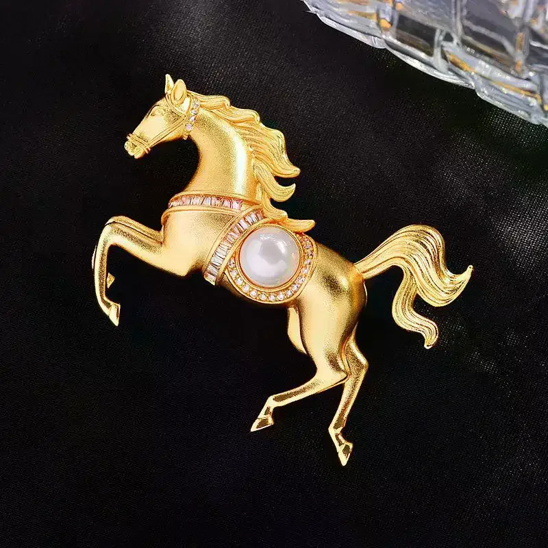 موضة الراين اللؤلؤ سبيكة الحصان دبابيس زودياك المهر دبابيس النساء الرجال الملابس والاكسسوارات دعوى التلبيب الصدار هدايا السنة الجديدة #2