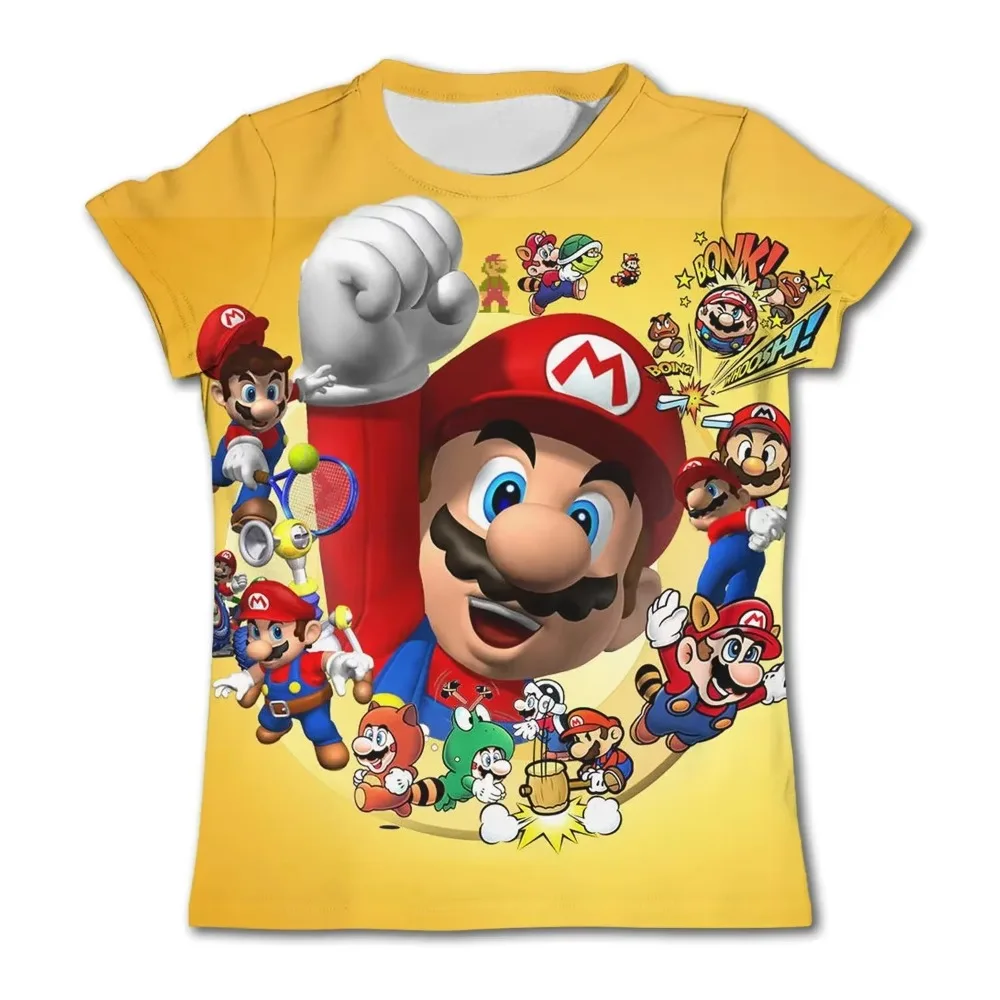 

New Anime Super Mario T Shirt Summer Fashion Casual T-shirt Boy Girl Unisex Children's Clothing Tshirt ventilate Tops
