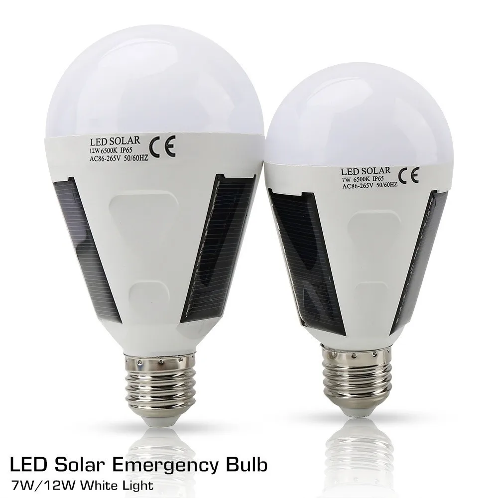 

E27 LED Rechargeable Bulb Light 7W 12W 1200mAh Flicker-Free Solar Emergency Bulb Portable Night Light Power Failure Emergency
