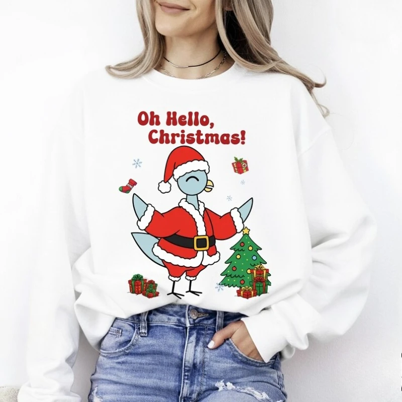 يا مرحبا عيد الميلاد حمامة البلوز مضحك عطلة حمامة قميص حمامة المعلم عيد الميلاد مريحة الخريف والشتاء الحرارية هودي