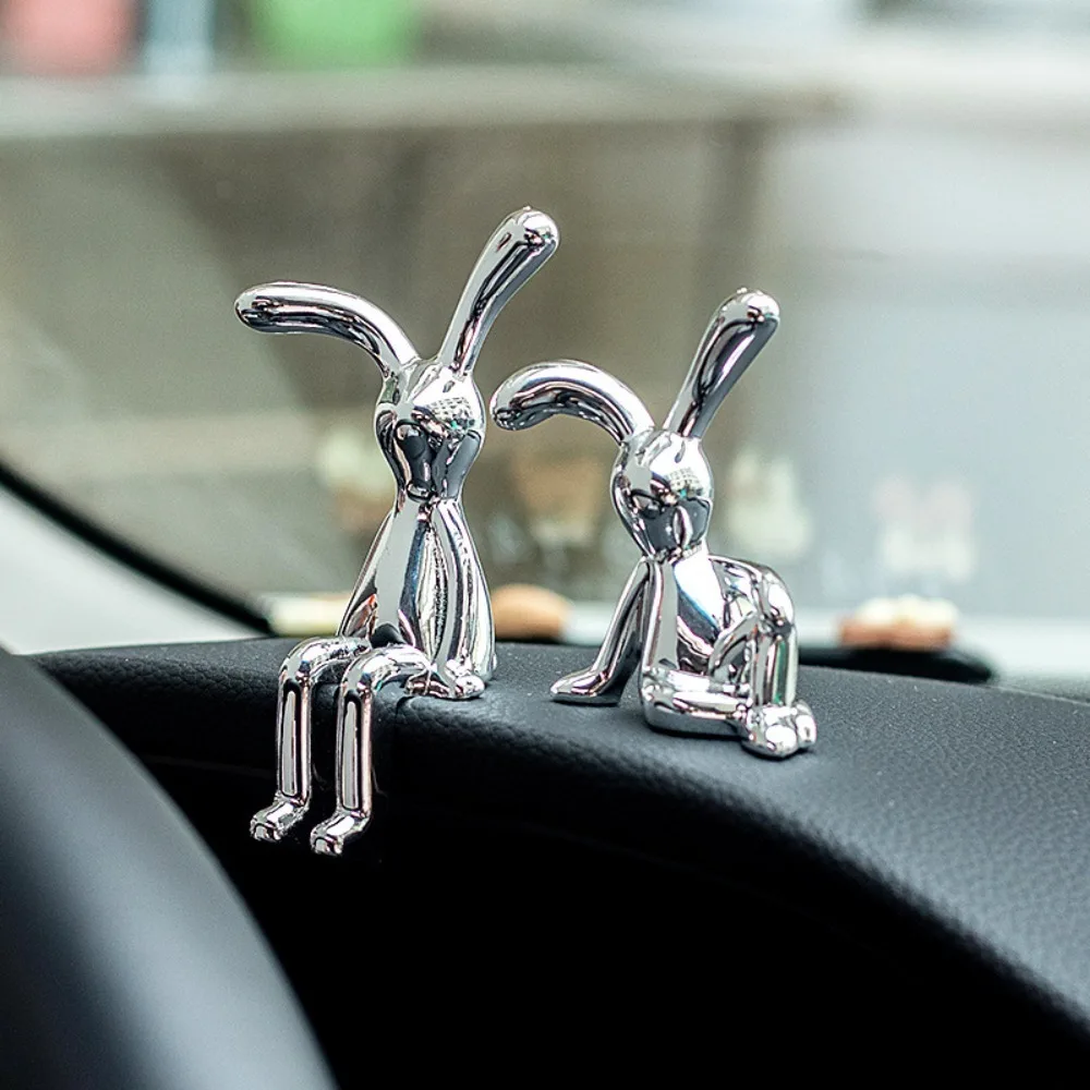 Cartoon Rabbit Decorative Ornaments Long Eared Rabbit Eco-friendly Plastic Rabbit 3D Ornament Electroplating Cute