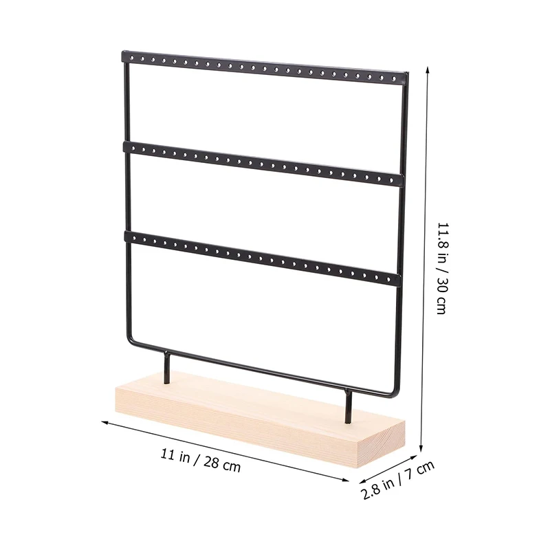 1 PCS Black Iron Earring Holder With 72 Holes Multi-Layer Dressing Table Jewelry Display Rack