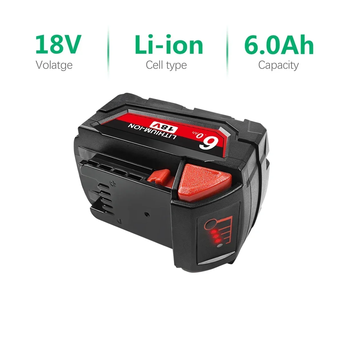 2x 6.0Ah 18V Power Tool Battery for Milwaukee M18 48-11-1815 48-11-1850 2604-22 2604-20 2708-22 2607-22 48-11-1828