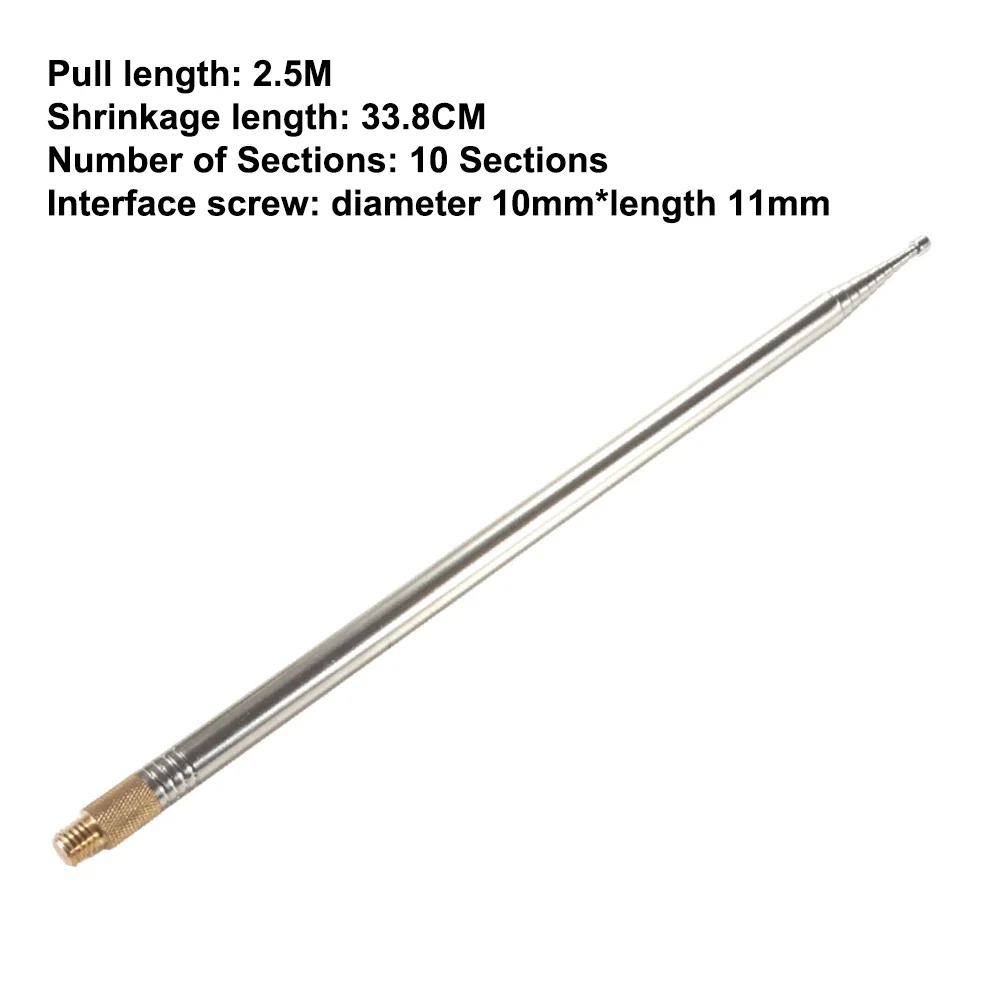 Imagem -02 - Antena Telescópica Portátil 304 Rádio de Ondas Curtas Chicote Pac 12 Jpc Faça Você Mesmo 2.5m 1pc Aço Inoxidável