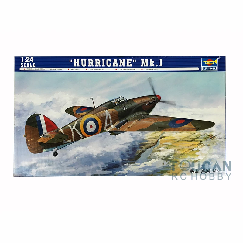 1/24 Trumpeter 02414 British Hurricane MK.I Fighter Plastic Aircraft Mode Plane Toys for Boys TH06667-SMT8